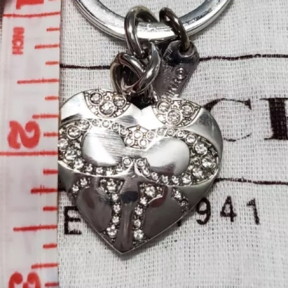 Coach Pave Rhinestone Heart Picture Locket Keychain - Picture 9 of 9
